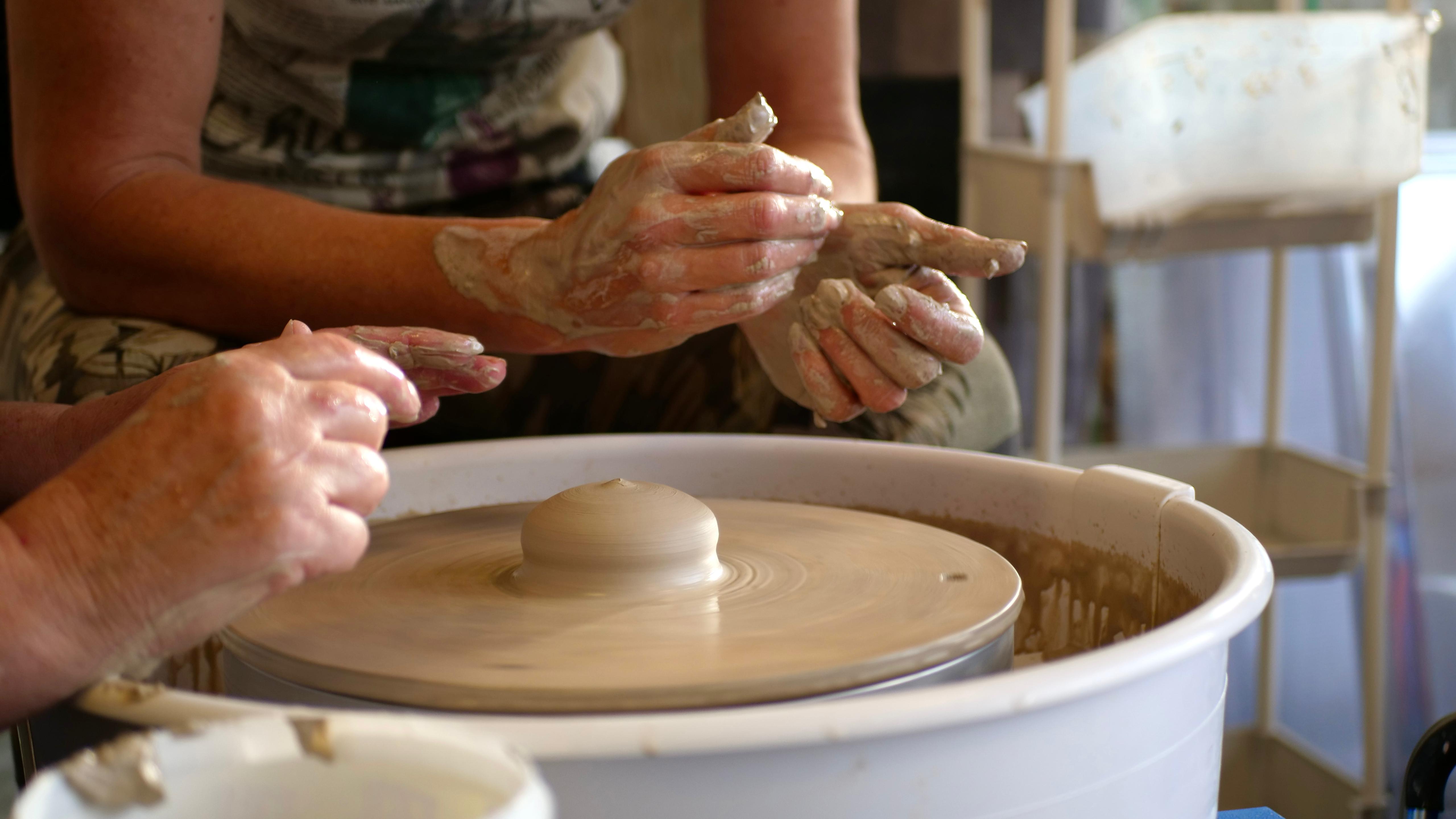 Handmade clay work detail at ceramics studio
